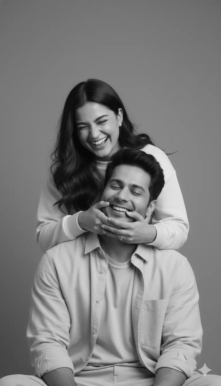 Joy in Focus: Black & White Studio Candid